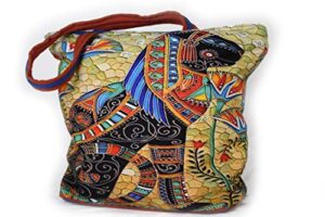 cat-on-the-bag sahara sands egyptian cat themed over the shoulder sturdy canvas purse for women 1 main pocket and 1 zippered inside pocket for everyday use