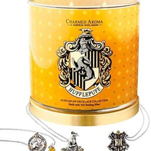 Charmed Aroma Harry Potter Scented Candle, Hufflepuff Hogwarts House, Jar Candle with Surprise Necklace Inside, Jewelry Candle for Women, Home Décor Accessories Gift