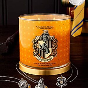 Charmed Aroma Harry Potter Scented Candle, Hufflepuff Hogwarts House, Jar Candle with Surprise Necklace Inside, Jewelry Candle for Women, Home Décor Accessories Gift