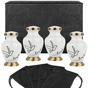 trupoint memorials cremation urns for human ashes – decorative urns, urns for human ashes female & male, urns for ashes adult female, funeral urns – white, 4 small keepsakes