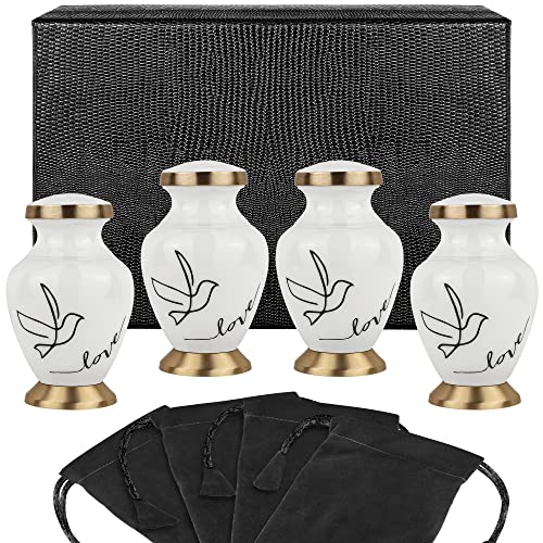 Trupoint Memorials Cremation Urns for Human Ashes - Decorative Urns, Urns for Human Ashes Female & Male, Urns for Ashes Adult Female, Funeral Urns - White, 4 Small Keepsakes