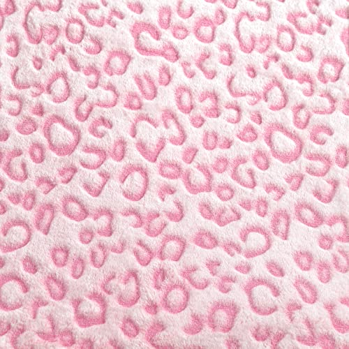 Pleasant Boulevard | Leopard Throw Blanket Fleece, Premium Lightweight Cozy Warm Plush Microfiber Bedspread for Couch Sofa and Bed (Pink, Throw (50 x 60 inches))