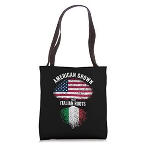 american grown with italian roots usa italia flag tote bag