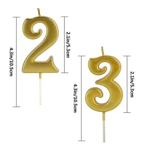 Gold 32nd & 23rd Number Birthday Candles for Cake Topper, Number 32 23 Glitter Premium Candle Party Anniversary Celebration Decoration for Kids Women or Men