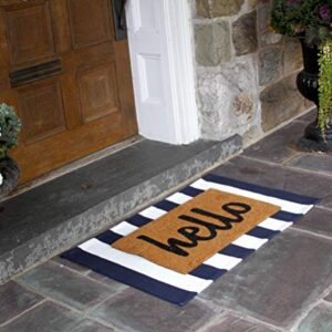 NANTA Navy Blue and White Striped Rug 27.5 x 43 Inches Cotton Machine Washable Indoor Outdoor Stripe Rug for Farmhouse Layered Door Mat