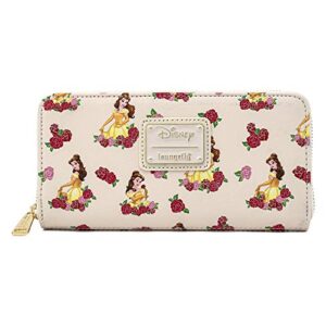 loungefly beauty and the beast belle aop rose faux leather wallet