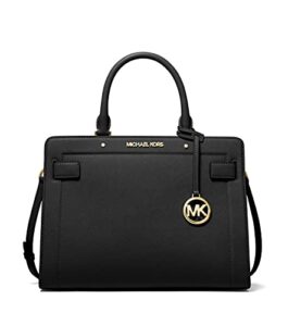 michael kors women’s rayne leather medium east west satchel crossbody bag purse handbag (black)