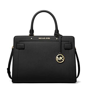 Michael Kors Women's Rayne Leather Medium East West Satchel Crossbody Bag Purse Handbag (Black)