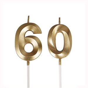 bailym 60th birthday candles,gold number 60 cake topper for birthday decorations party decoration