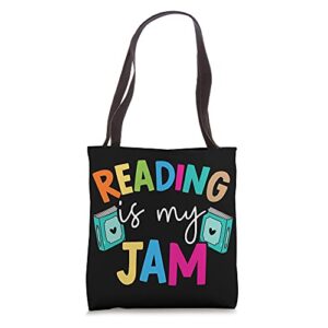 reading is my jam for a i love to read reading teacher tote bag