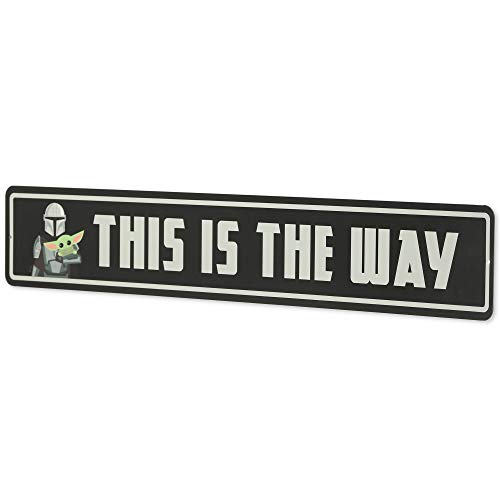 Open Road Brands Disney Star Wars: The Mandalorian Baby Yoda This is The Way Metal Wall Decor - Mandalorian Wall Art Featuring Grogu, The Child