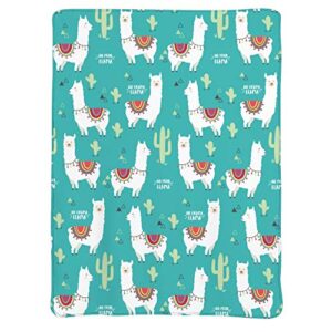 jasmoder throw blanket alpaca llama and cactus soft microfiber lightweight cozy warm blankets for couch bedroom living room