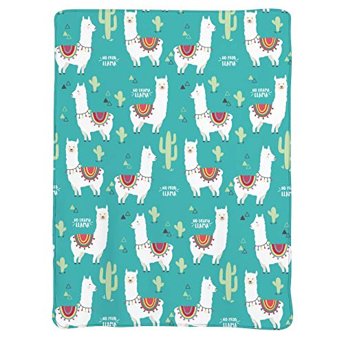 JASMODER Throw Blanket Alpaca Llama and Cactus Soft Microfiber Lightweight Cozy Warm Blankets for Couch Bedroom Living Room