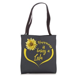 lala gift: happiness is being a lala tote bag