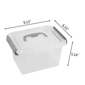 Joyeen 3 L Small Storage Bins, Clear Storage Box with Lid, 6 Pack