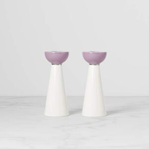 Kate Spade Oak Street 2-Piece Candlestick Set, 1.30 LB, White