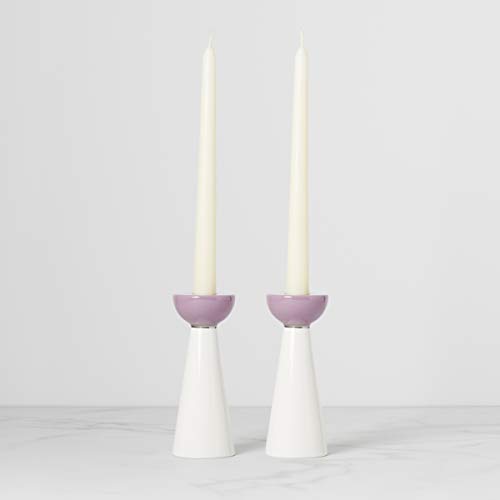 Kate Spade Oak Street 2-Piece Candlestick Set, 1.30 LB, White