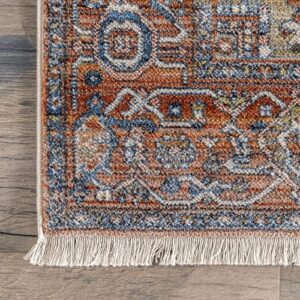 nuLOOM Harriet Vintage Medallion Fringe Accent Rug, 2' x 3', Rust