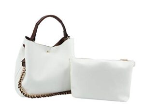 handbag republic crossbody hobo for women vegan faux leather top handle korean style with extra pouch and strap (white)
