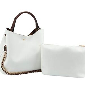 Handbag Republic Crossbody Hobo for Women Vegan Faux Leather Top Handle Korean Style with Extra Pouch and Strap (White)