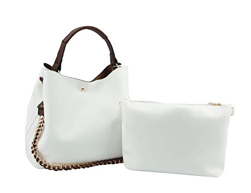 Handbag Republic Crossbody Hobo for Women Vegan Faux Leather Top Handle Korean Style with Extra Pouch and Strap (White)