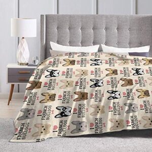 JASMODER Christmas Throw Blanket French Bulldog Soft Microfiber Lightweight Cozy Warm Blankets for Couch Bedroom Living Room