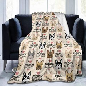 JASMODER Christmas Throw Blanket French Bulldog Soft Microfiber Lightweight Cozy Warm Blankets for Couch Bedroom Living Room