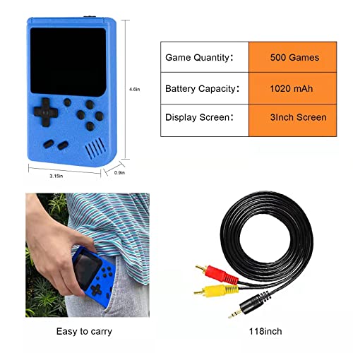 Handheld Game for Children, Portable Retro Video Game with 500 Classic FC Games 2.8-Inch Color Screen, Retro Mini Game, Support TV Connection & Two Players