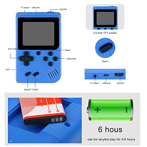 Handheld Game for Children, Portable Retro Video Game with 500 Classic FC Games 2.8-Inch Color Screen, Retro Mini Game, Support TV Connection & Two Players
