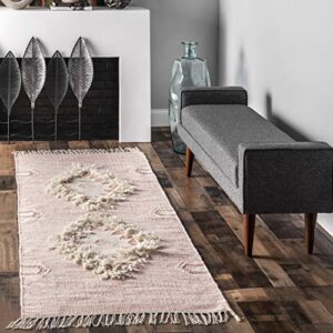 nuloom savannah moroccan fringe runner rug, 2′ 6″ x 6′, pink