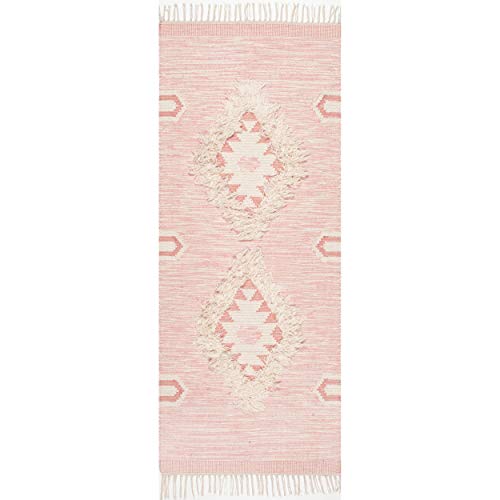 nuLOOM Savannah Moroccan Fringe Runner Rug, 2' 6" x 6', Pink