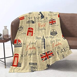 duise all seasons 60″ x 80″ soft plush cozy throw blanket retro style uk london theme with inscriptions british symbols landmarks and flag throw blanket for bed sofa bedspread