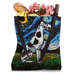 Harlequin Great Dane Starry Night Dog Animal Art by Aja Tote Bag