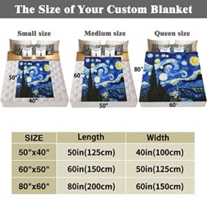 Lianmei Van Gogh The Starry Night Flannel Fleece Throw Blanket Soft Cozy Warm Bed Blanket for Kids Adults All Season Fluffy Fleece Blanket for Couch Bed Sofa Chair Fall Nap Travel Camp 50 x 60 in