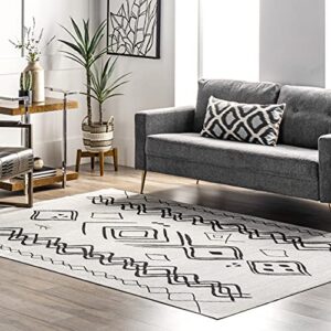 nuloom janelle machine washable transitional moroccan area rug, 6′ 7″ x 9′, grey