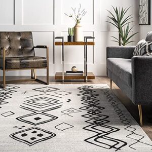 nuLOOM Janelle Machine Washable Transitional Moroccan Area Rug, 6' 7" x 9', Grey