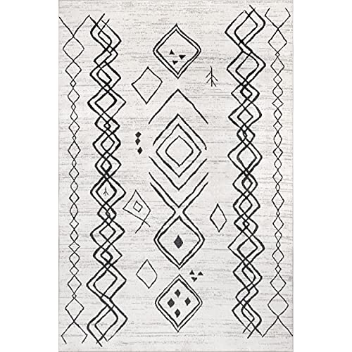 nuLOOM Janelle Machine Washable Transitional Moroccan Area Rug, 6' 7" x 9', Grey