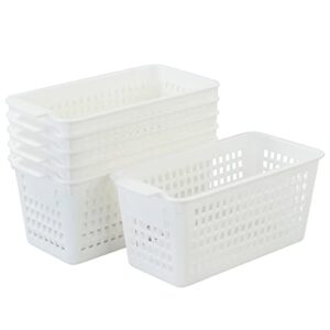 Kiddream Small Storage Baskets, Plastic Organizer Basket Bins Set of 6, White