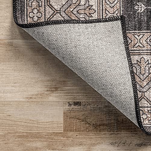 nuLOOM Mollie Machine Washable Traditional Border Area Rug, 5' x 8', Charcoal