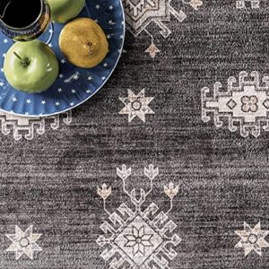 nuLOOM Mollie Machine Washable Traditional Border Area Rug, 5' x 8', Charcoal