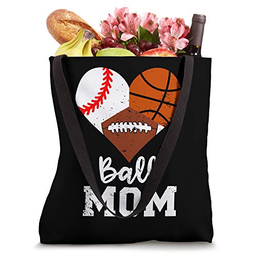 Ball Mom Funny Baseball Football Basketball Mom Tote Bag