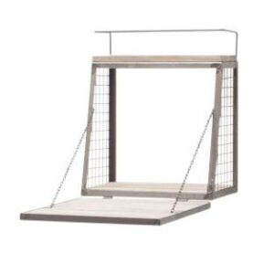 MY SWANKY HOME Modern Chic Mesh Metal Wall Liquor Bar Cabinet Chained Fold Down Wood Shelf