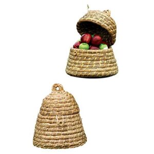 my swanky home natural large seagrass beehive shape basket set 2 old fashioned rustic outdoor