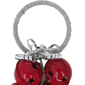 Needzo Red Jingle Bell Cluster for Door Knob Hanging Decoration, Ring in The Holiday Winter Season, Santa's Sleigh Bells with Snowflakes and Star Cutout Christmas Features, 12 inches