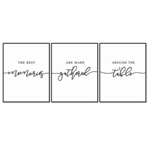kitchen wall decor the best memories are made gathered around the table living room dining room wall art farmhouse style set of 3 prints 11x14inch unframed