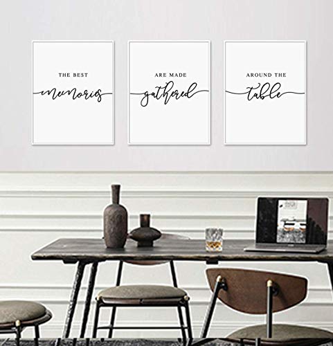 Kitchen Wall Decor The Best Memories Are Made Gathered Around The Table Living Room Dining Room Wall Art Farmhouse Style Set of 3 Prints 11x14inch Unframed