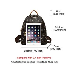 PVC Printing Leather Backpack for Women Women's Fashion Backpack with Adjustable Shoulder Strap Ladies Travel Rucksack, Brown1, One Size