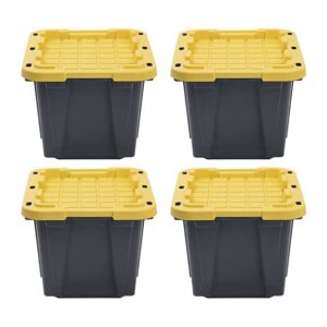 cx original black & yellow 12-gallon storage containers with lids, stackable (4 pack)