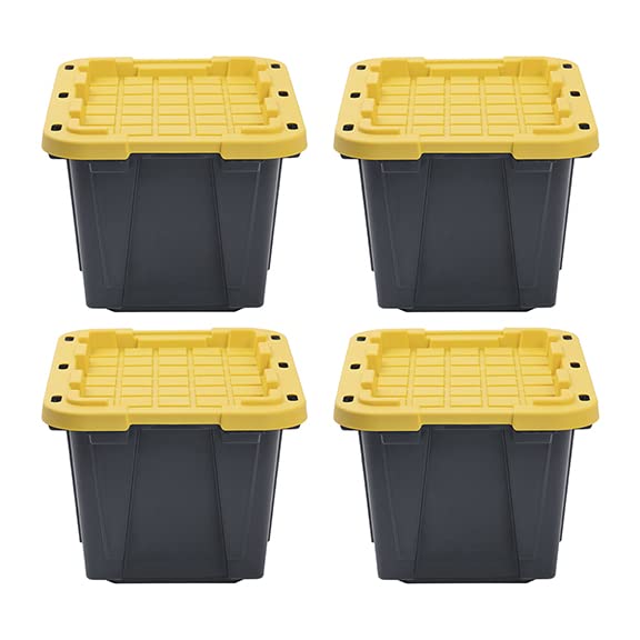 CX Original BLACK & YELLOW 12-Gallon Storage Containers with Lids, Stackable (4 Pack)