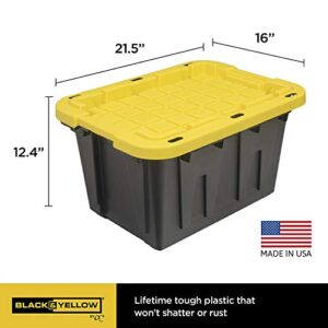 CX Original BLACK & YELLOW 12-Gallon Storage Containers with Lids, Stackable (4 Pack)